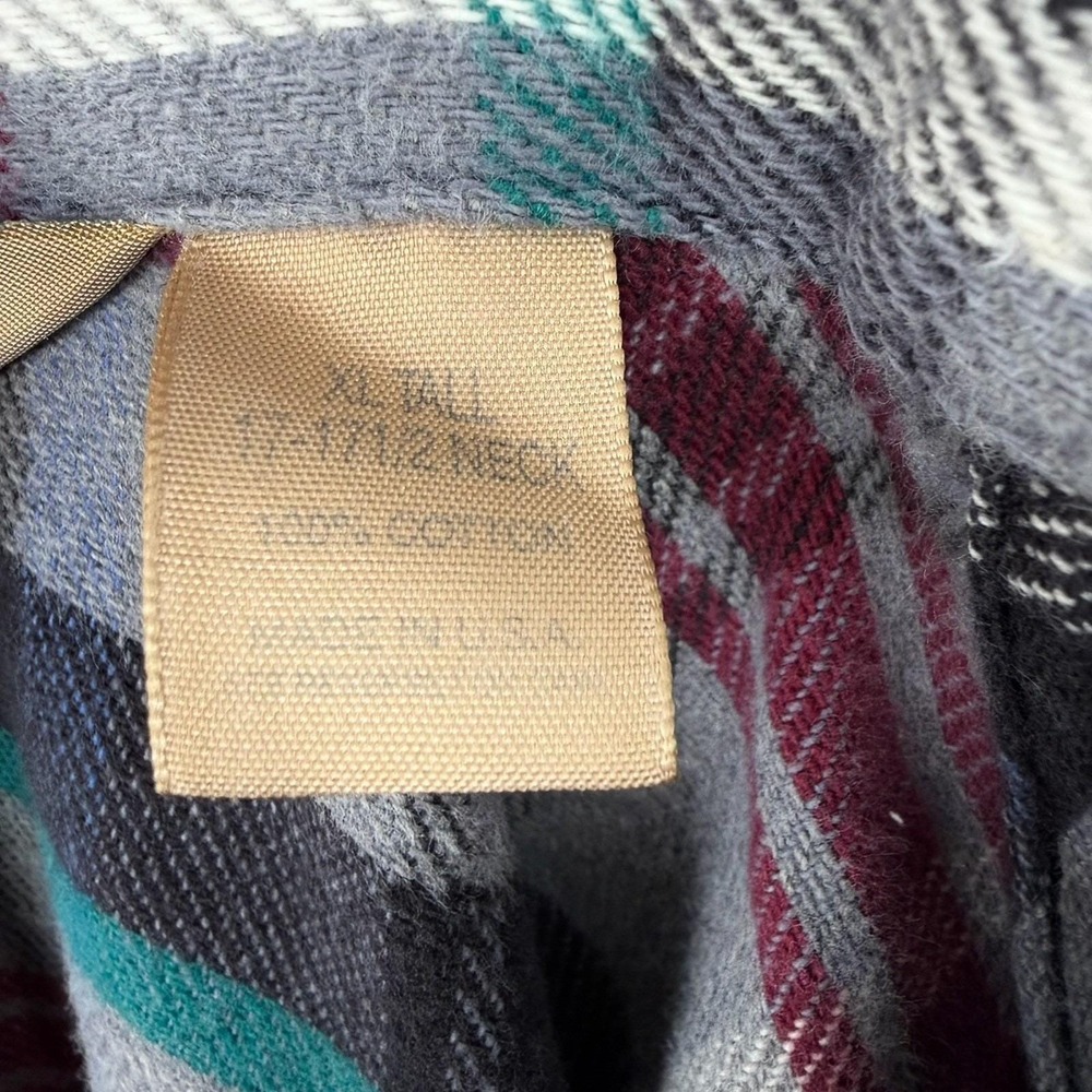 Vintage 80s Big Mac flannel shirt XL Tall Made in USA gray plaid workwear - Picture 5 of 8